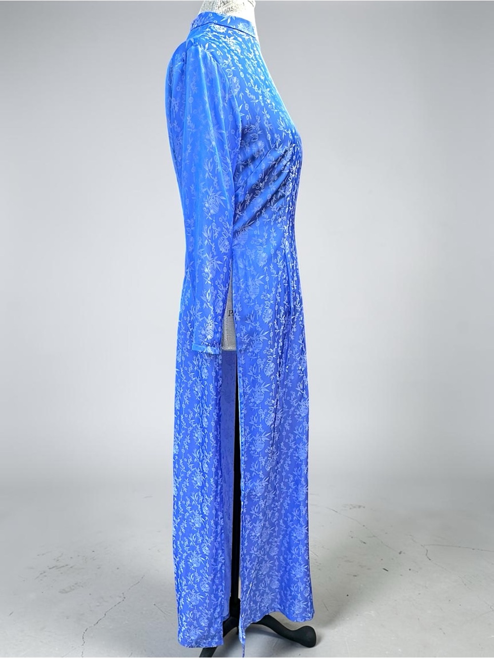 Yaly Couture Genuine Silk Blend Ao Dai Vietnamese Traditional Dress - Blue - Picture 6 of 14